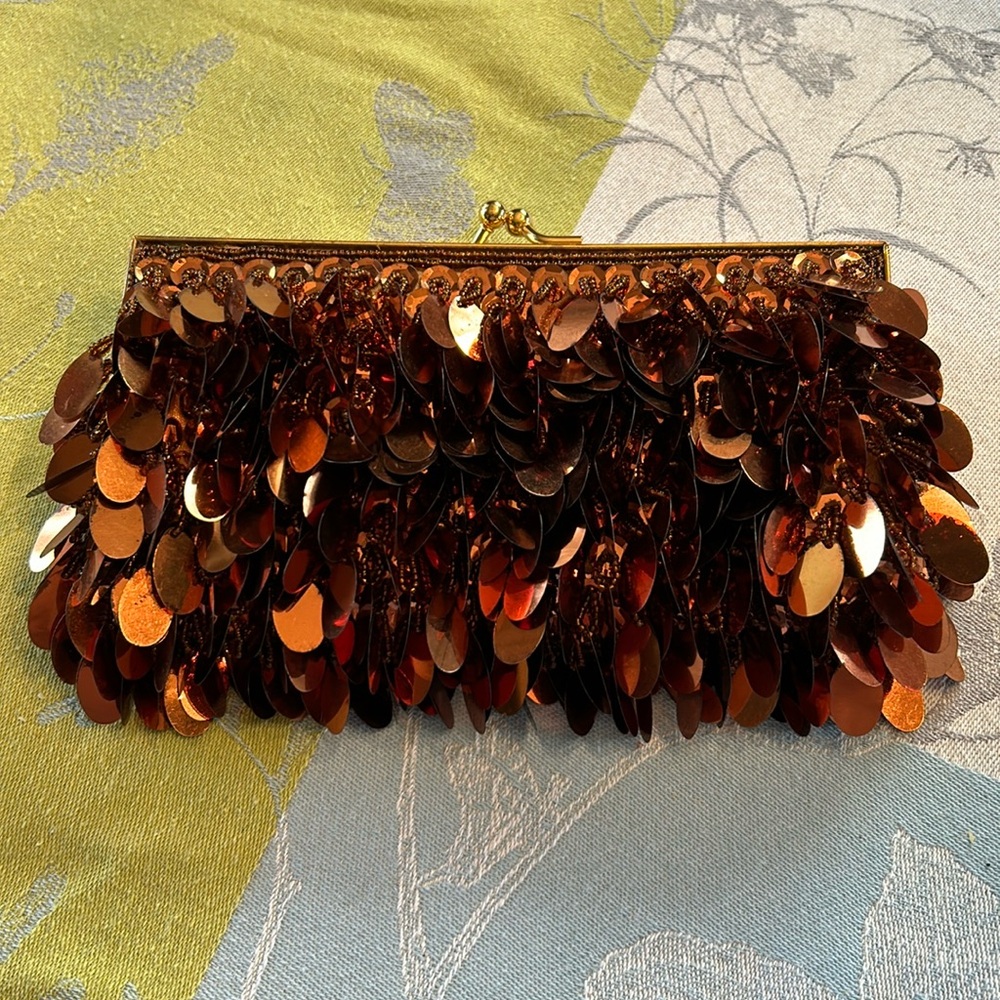 Jessica McClintock Copper Sequin Clutch